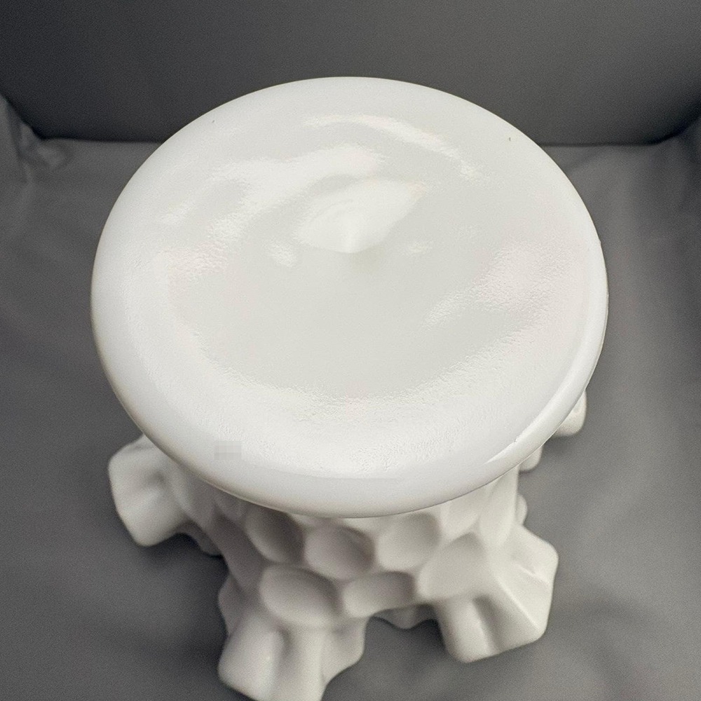 Fenton White Milk Glass Thumbprint Compote Pedestal Bowl Ruffled Edge Vintage 5" - Picture 5 of 8